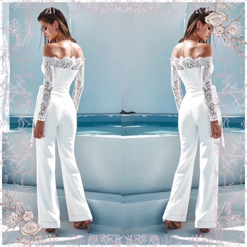 🦉last one🦉gorgeous lace top white jumpsuit - Picture 2 of 7